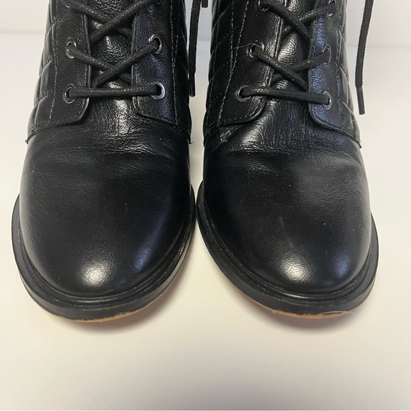 Karl Lagerfeld Cantyn Faux Fur & Quilted Black Leather Block Heel Booties Size 9 - Picture 5 of 9